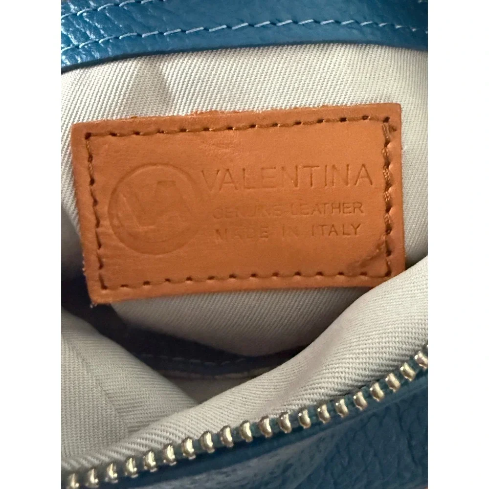 Valentina Convertible Italian Pebbled Leather Bag Backpack In‎ Ocean Blue